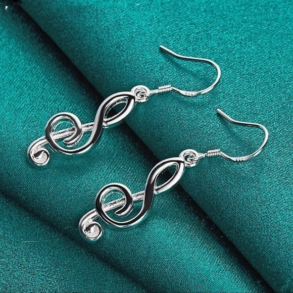 NOT FOR SALE! SILVER musical note earrings treble clef 9.25 silver NWOT - Picture 2 of 8